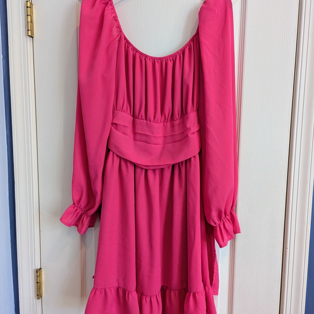 Elegant Pink Long Sleeve Dress